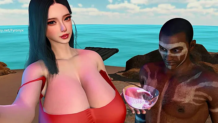 Fyronyx and her island tribemates get naughty in VAm 3D